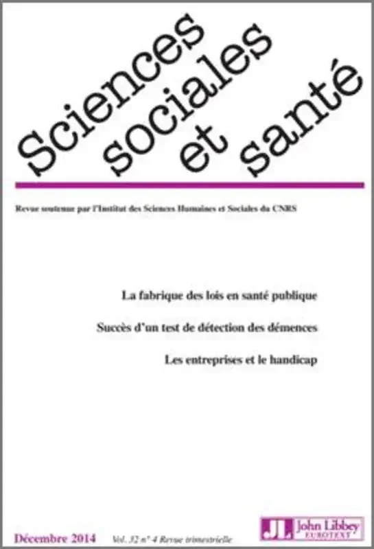 Revue Sciences sociales et santé – Vol 32 – N°4/2014