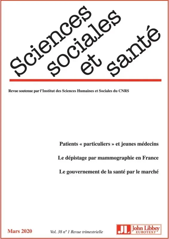 Revue Sciences Sociales et Santé. Vol. 38 – N°1 Mars 2020